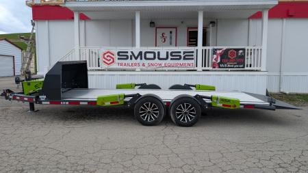 New 2026 "FlatTrak" by Belmont 7x18 Hydraulic Car Hauler w/ Hydraulic Jack