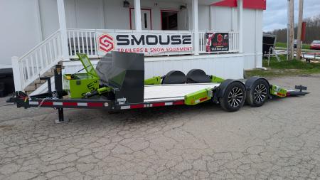 New 2026 "FlatTrak" by Belmont 7x18 Hydraulic Car Hauler w/ Hydraulic Jack