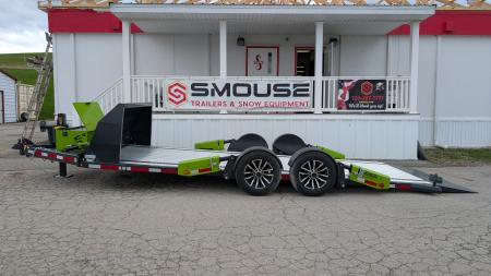 New 2026 "FlatTrak" by Belmont 7x18 Hydraulic Car Hauler w/ Hydraulic Jack