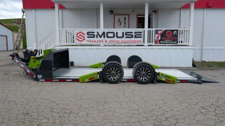 New 2026 "FlatTrak" by Belmont 7x18 Hydraulic Car Hauler w/ Hydraulic Jack