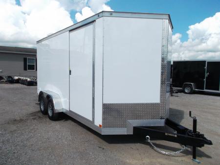 New 2026 Covered Wagon Trailers 7x16 Cargo Trailer / Enclosed Trailer / 7ft Interior / Extra Wide Ramp / 48  RV Door / .080 White Poly Core Semi-Screwless Exterior