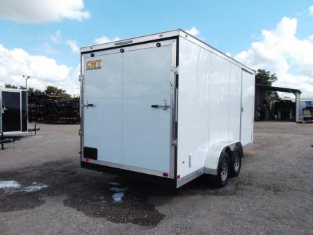 New 2026 Covered Wagon Trailers 7x16 Cargo Trailer / Enclosed Trailer / 7ft Interior / Extra Wide Ramp / 48" RV Door / .080 White Poly Core Semi-Screwless Exterior