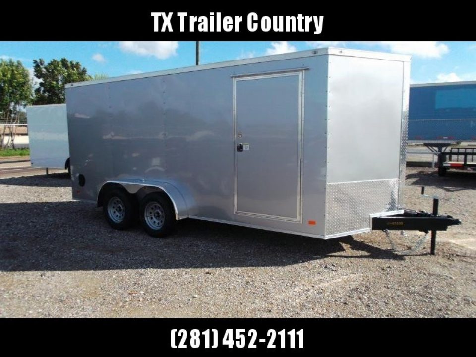New 2026 Covered Wagon Trailers 7x16 Cargo Trailer / Enclosed Trailer / 6'6" Interior / Extra Wide Ramp / 48" RV Door / .080 Silver Poly Core