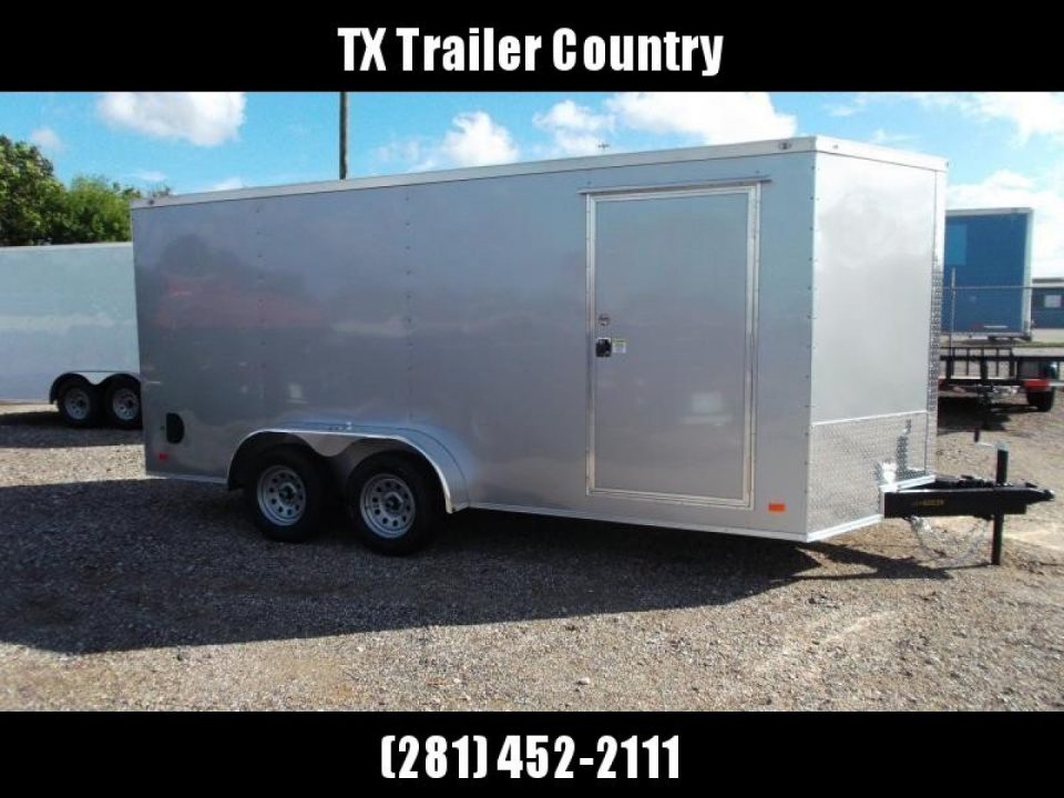 New 2026 Covered Wagon Trailers 7x16 Cargo Trailer / Enclosed Trailer / 6'6" Interior / Extra Wide Ramp / 48" RV Door / .080 Silver Poly Core