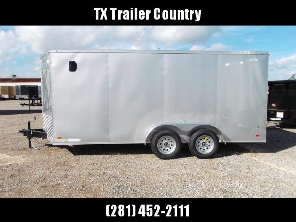 New 2026 Covered Wagon Trailers 7x16 Cargo Trailer / Enclosed Trailer / 6'6" Interior / Extra Wide Ramp / 48" RV Door / .080 Silver Poly Core