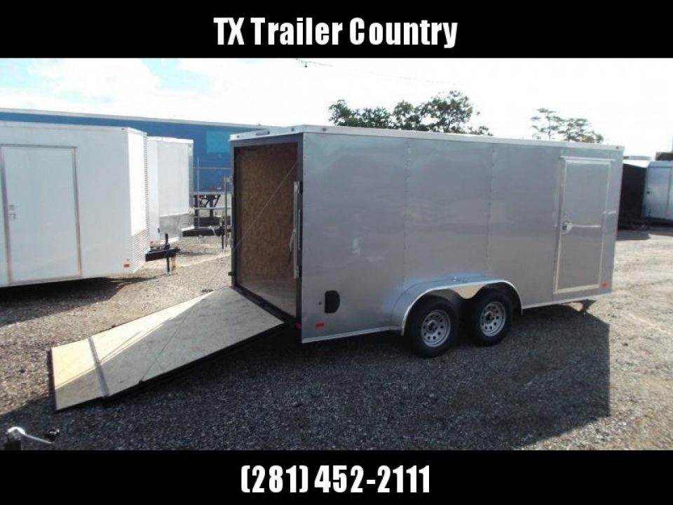 New 2026 Covered Wagon Trailers 7x16 Cargo Trailer / Enclosed Trailer / 6'6" Interior / Extra Wide Ramp / 48" RV Door / .080 Silver Poly Core