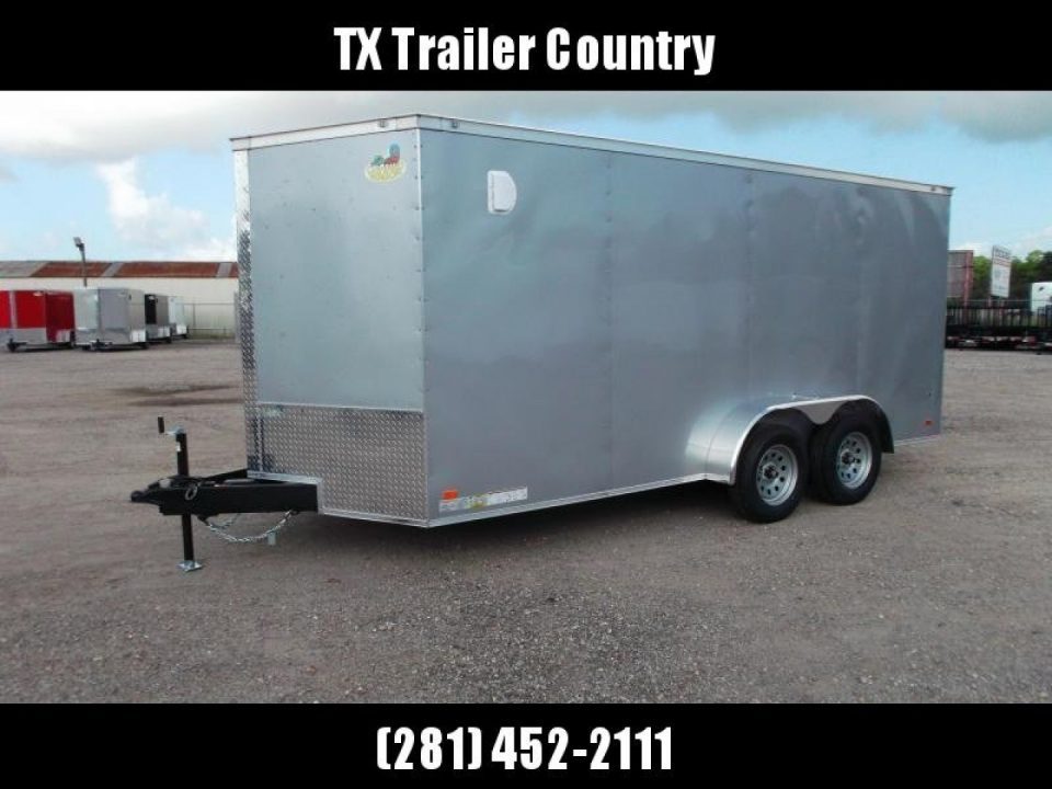 New 2026 Covered Wagon Trailers 7x16 Cargo Trailer / Enclosed Trailer / 6'6" Interior / Extra Wide Ramp / 48" RV Door / .080 Silver Poly Core