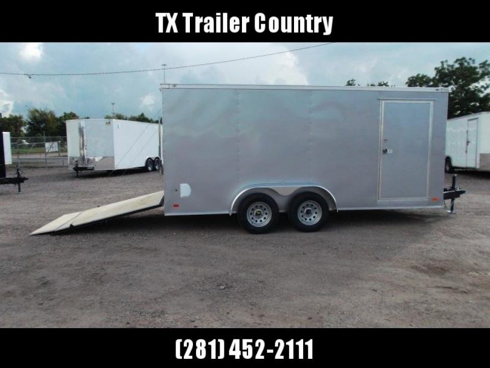 New 2026 Covered Wagon Trailers 7x16 Cargo Trailer / Enclosed Trailer / 6'6" Interior / Extra Wide Ramp / 48" RV Door / .080 Silver Poly Core