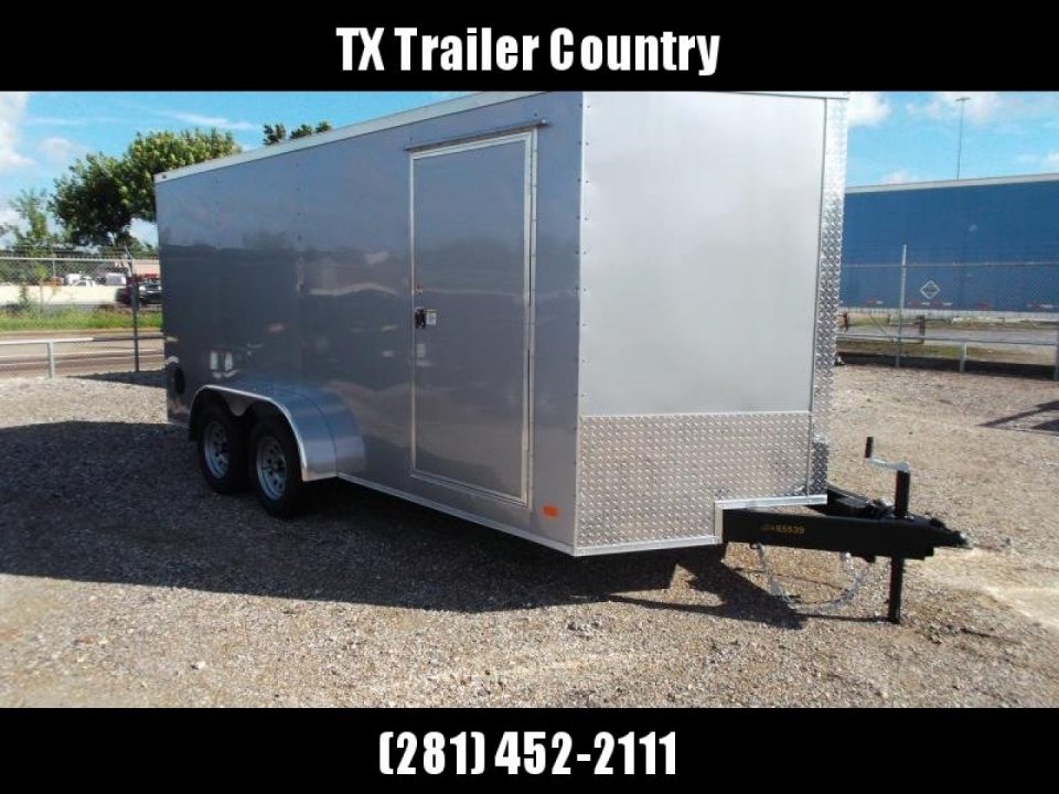 New 2026 Covered Wagon Trailers 7x16 Cargo Trailer / Enclosed Trailer / 6'6" Interior / Extra Wide Ramp / 48" RV Door / .080 Silver Poly Core