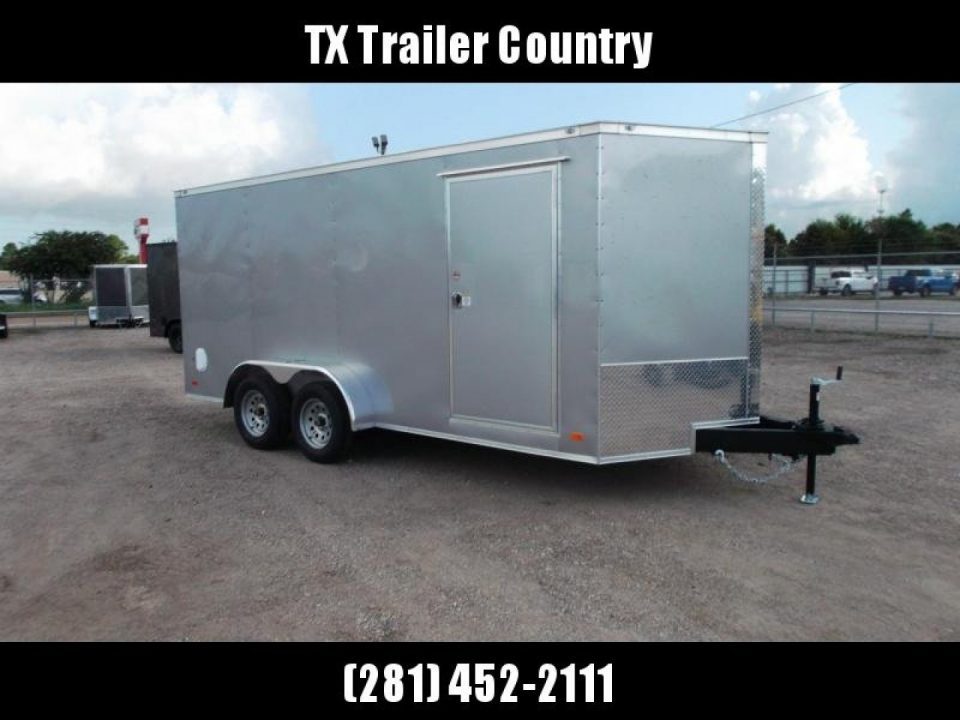 New 2026 Covered Wagon Trailers 7x16 Cargo Trailer / Enclosed Trailer / 6'6" Interior / Extra Wide Ramp / 48" RV Door / .080 Silver Poly Core