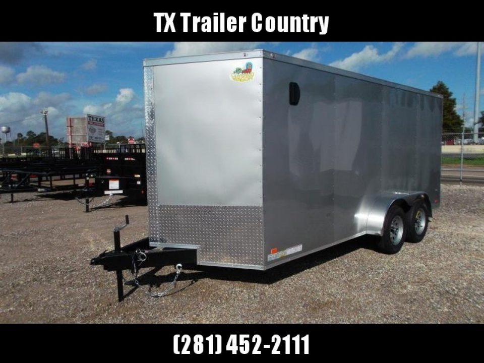 New 2026 Covered Wagon Trailers 7x16 Cargo Trailer / Enclosed Trailer / 6'6" Interior / Extra Wide Ramp / 48" RV Door / .080 Silver Poly Core