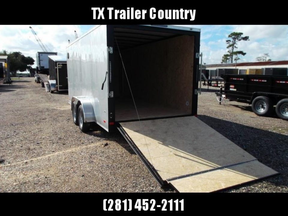 New 2026 Covered Wagon Trailers 7x16 Cargo Trailer / Enclosed Trailer / 6'6" Interior / Extra Wide Ramp / 48" RV Door / .080 Silver Poly Core