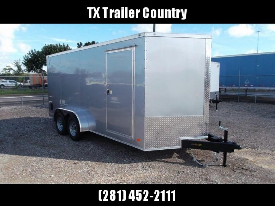 New 2026 Covered Wagon Trailers 7x16 Cargo Trailer / Enclosed Trailer / 6'6" Interior / Extra Wide Ramp / 48" RV Door / .080 Silver Poly Core