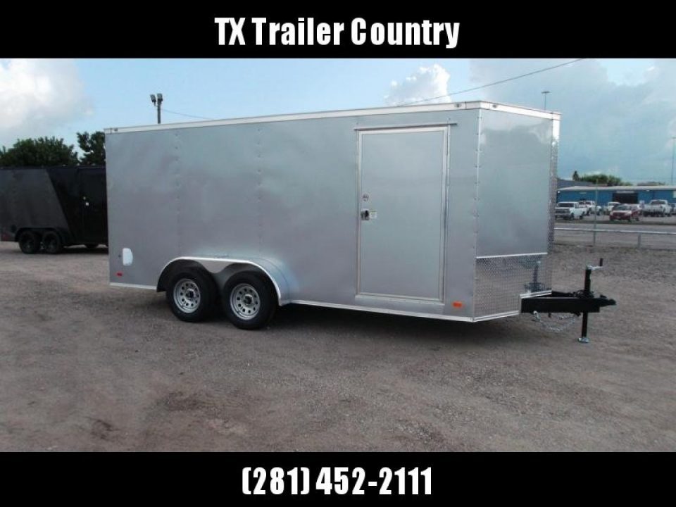 New 2026 Covered Wagon Trailers 7x16 Cargo Trailer / Enclosed Trailer / 6'6" Interior / Extra Wide Ramp / 48" RV Door / .080 Silver Poly Core