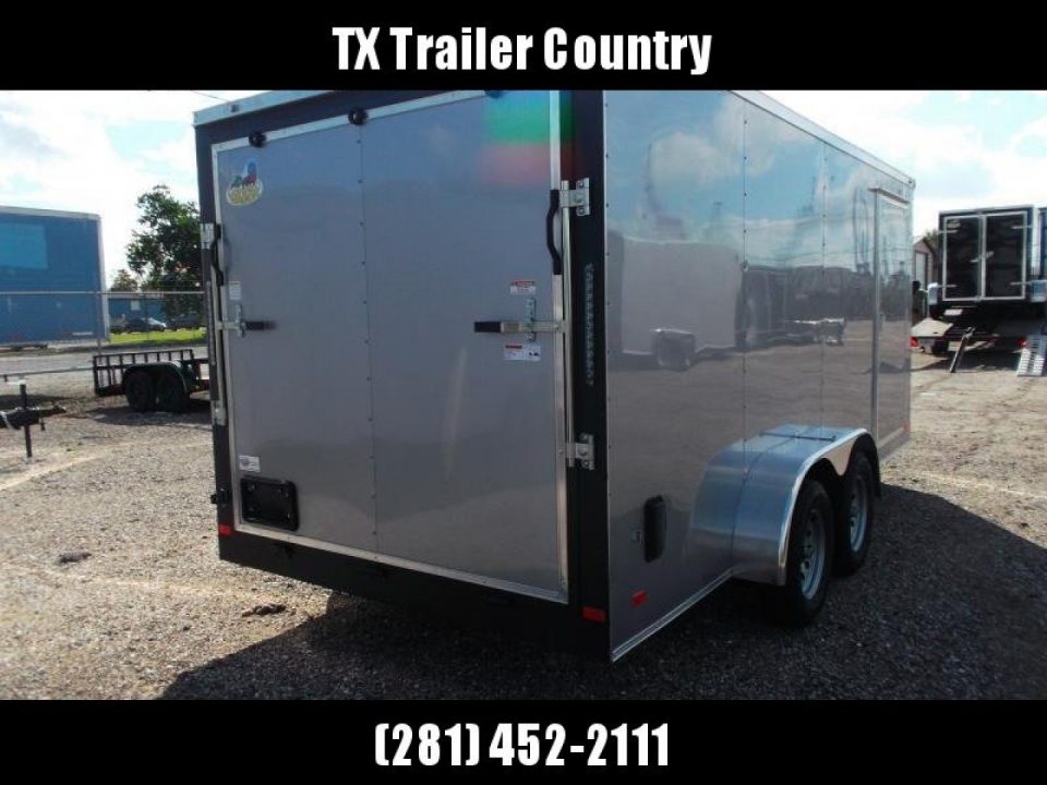 New 2026 Covered Wagon Trailers 7x16 Cargo Trailer / Enclosed Trailer / 6'6" Interior / Extra Wide Ramp / 48" RV Door / .080 Silver Poly Core