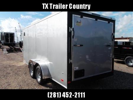 New 2026 Covered Wagon Trailers 7x16 Cargo Trailer / Enclosed Trailer / 6'6" Interior / Extra Wide Ramp / 48" RV Door / .080 Silver Poly Core