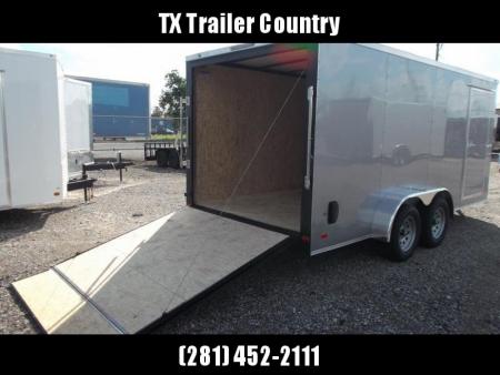 New 2026 Covered Wagon Trailers 7x16 Cargo Trailer / Enclosed Trailer / 6'6" Interior / Extra Wide Ramp / 48" RV Door / .080 Silver Poly Core