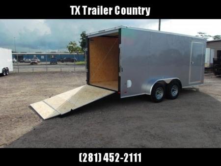 New 2026 Covered Wagon Trailers 7x16 Cargo Trailer / Enclosed Trailer / 6'6" Interior / Extra Wide Ramp / 48" RV Door / .080 Silver Poly Core
