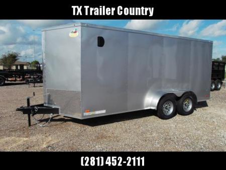 New 2026 Covered Wagon Trailers 7x16 Cargo Trailer / Enclosed Trailer / 6'6" Interior / Extra Wide Ramp / 48" RV Door / .080 Silver Poly Core