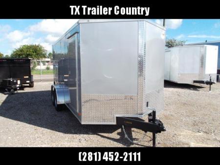 New 2026 Covered Wagon Trailers 7x16 Cargo Trailer / Enclosed Trailer / 6'6" Interior / Extra Wide Ramp / 48" RV Door / .080 Silver Poly Core