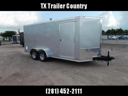 New 2026 Covered Wagon Trailers 7x16 Cargo Trailer / Enclosed Trailer / 6'6" Interior / Extra Wide Ramp / 48" RV Door / .080 Silver Poly Core