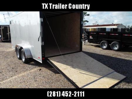New 2026 Covered Wagon Trailers 7x16 Cargo Trailer / Enclosed Trailer / 6'6" Interior / Extra Wide Ramp / 48" RV Door / .080 Silver Poly Core