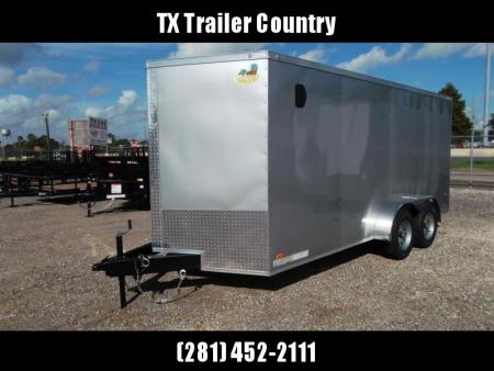 New 2026 Covered Wagon Trailers 7x16 Cargo Trailer / Enclosed Trailer / 6'6" Interior / Extra Wide Ramp / 48" RV Door / .080 Silver Poly Core