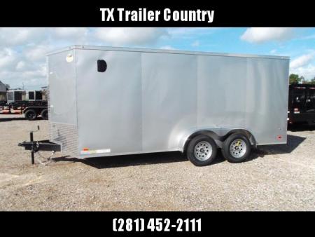 New 2026 Covered Wagon Trailers 7x16 Cargo Trailer / Enclosed Trailer / 6'6" Interior / Extra Wide Ramp / 48" RV Door / .080 Silver Poly Core