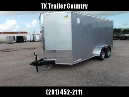 New 2026 Covered Wagon Trailers 7x16 Cargo Trailer / Enclosed Trailer / 6'6" Interior / Extra Wide Ramp / 48" RV Door / .080 Silver Poly Core