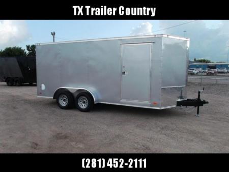 New 2026 Covered Wagon Trailers 7x16 Cargo Trailer / Enclosed Trailer / 6'6" Interior / Extra Wide Ramp / 48" RV Door / .080 Silver Poly Core