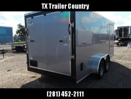 New 2026 Covered Wagon Trailers 7x16 Cargo Trailer / Enclosed Trailer / 6'6" Interior / Extra Wide Ramp / 48" RV Door / .080 Silver Poly Core