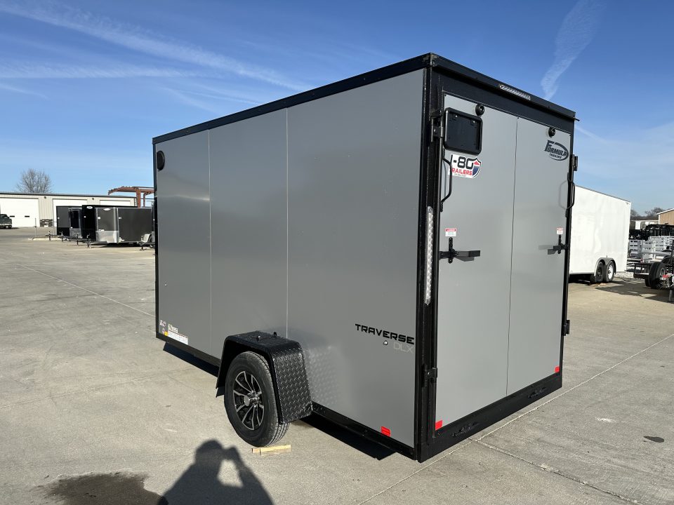 New 2026 Formula Traverse Silver/Black Trim 6'x12' 3k Flat Top V-Nose Enclosed Cargo Trailer