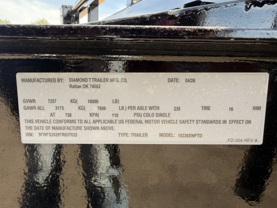 New 2026 Diamond T 8.5-26 Single Wheel Tilting Deckover Equipment Hauler 17.5K GVWR