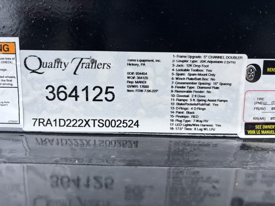 New 2027 Quality Trailers 22' Pro Series Equipment Hauler - 17000# GVWR