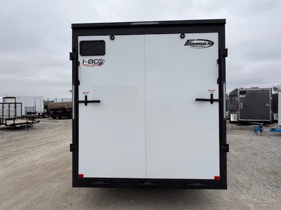 New 2026 Formula Traverse White/Black Trim 7'x16' 7k Flat Top V-Nose Enclosed Cargo Trailer
