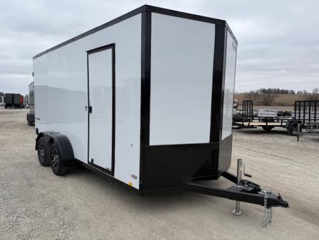 New 2026 Formula Traverse White/Black Trim 7'x16' 7k Flat Top V-Nose Enclosed Cargo Trailer
