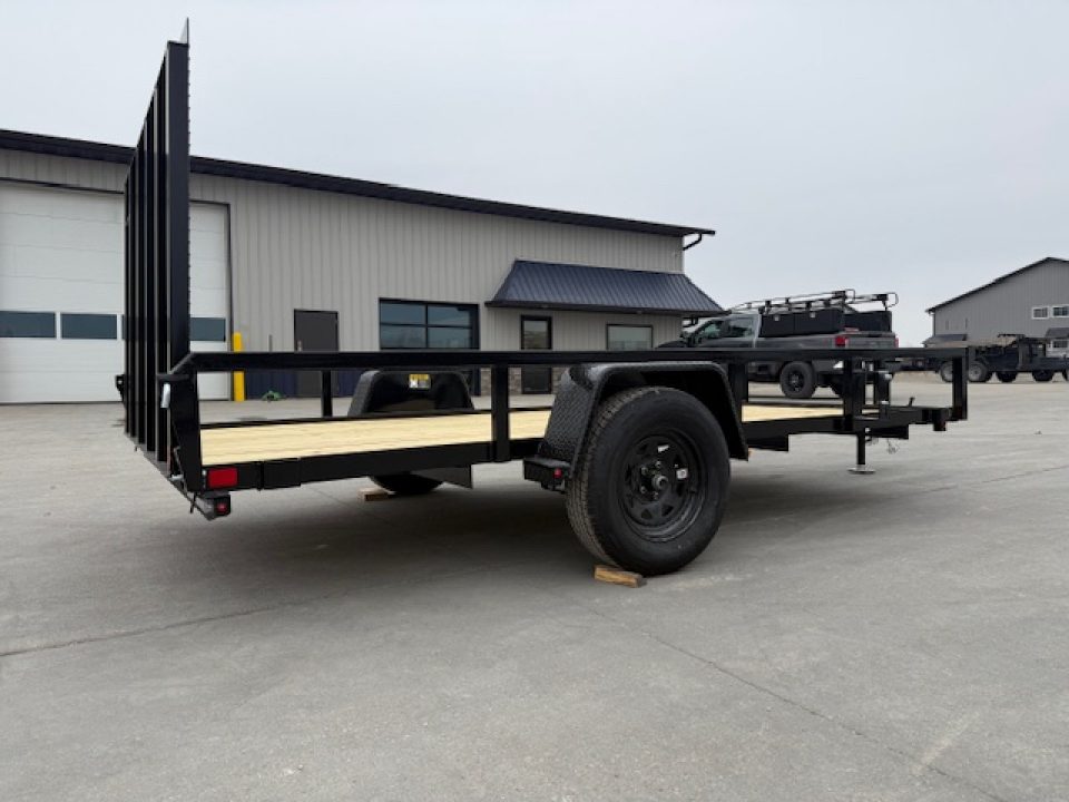 New 2026 H&H Black 76"x12' 3k Rail Side Utility Trailer