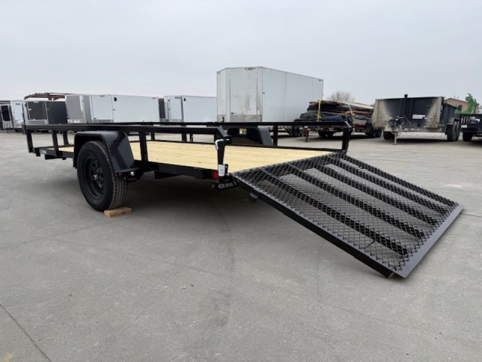 New 2026 H&H Black 76"x12' 3k Rail Side Utility Trailer