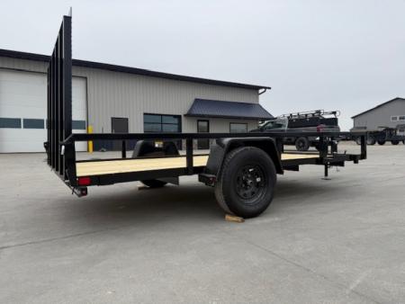 New 2026 H&H Black 76"x12' 3k Rail Side Utility Trailer