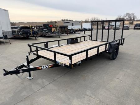 New 2026 H&H Black 82 x14' 3k Rail Side Utility Trailer
