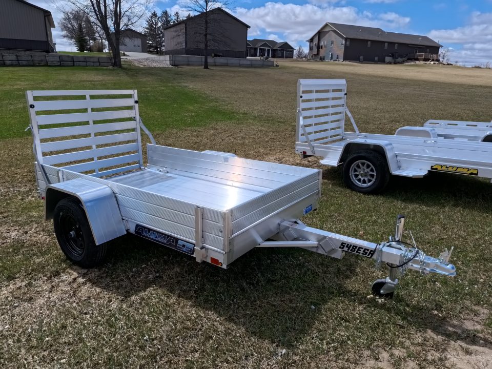 New 2027 Aluma 54 x 8 ESA Utility Trailer with 2,000 lb. GVWR , Single Axle, Straight Tailgate, 13" Steel Wheels, 12" Solid Front and Sides