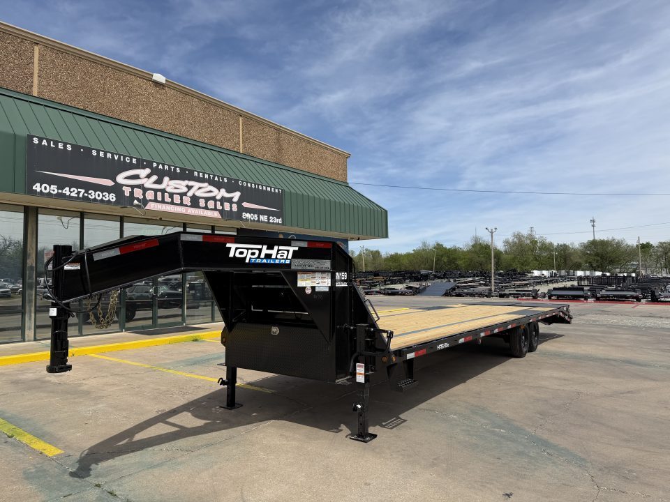 New #262702 2026 TOP HAT GN159 32 X 102 TANDEM AXLE 14K FLATBED GOOSENECK W/ JUMBO RAMPS