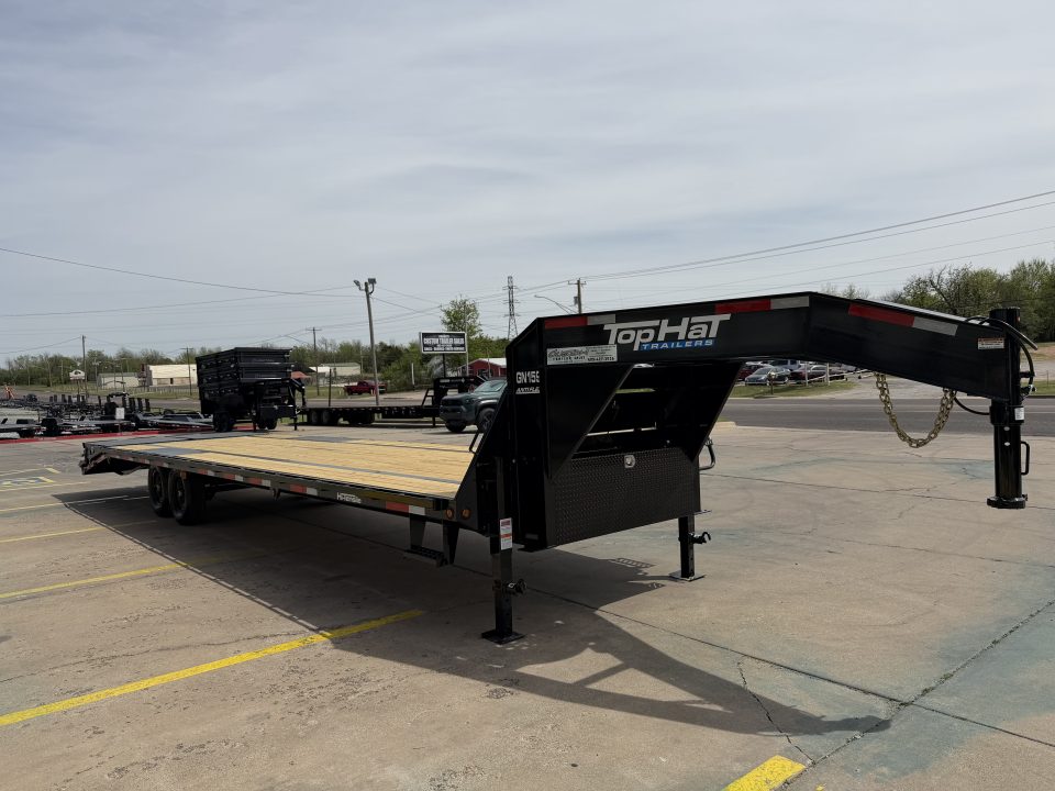 New #262702 2026 TOP HAT GN159 32 X 102 TANDEM AXLE 14K FLATBED GOOSENECK W/ JUMBO RAMPS