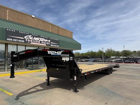 New #262702 2026 TOP HAT GN159 32 X 102 TANDEM AXLE 14K FLATBED GOOSENECK W/ JUMBO RAMPS