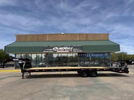 New #262702 2026 TOP HAT GN159 32 X 102 TANDEM AXLE 14K FLATBED GOOSENECK W/ JUMBO RAMPS