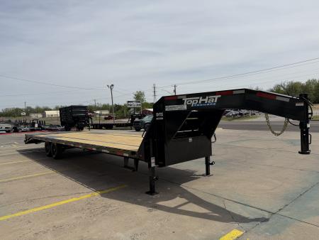 New #262702 2026 TOP HAT GN159 32 X 102 TANDEM AXLE 14K FLATBED GOOSENECK W/ JUMBO RAMPS