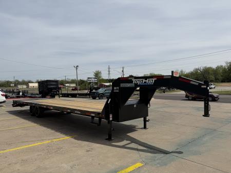 New #260214 2026 TOP HAT GN159 32 X 102 TANDEM AXLE 16K FLATBED GOOSENECK W/ JUMBO RAMPS