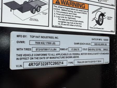 New #260214 2026 TOP HAT GN159 32 X 102 TANDEM AXLE 16K FLATBED GOOSENECK W/ JUMBO RAMPS