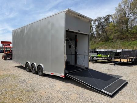 New Team Spirit 8.5x28 Stacker Race Trailer 21k Silver W/ 14 Ply