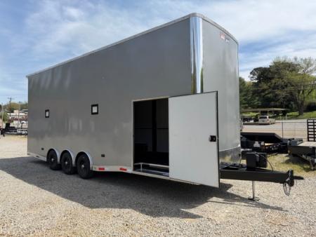 New Team Spirit 8.5x28 Stacker Race Trailer 21k Silver W/ 14 Ply